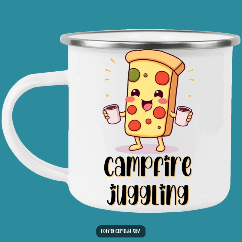 Funny Kawaii Pizza Camping Mug: Playful Sips, Perfect Camp Coffee Gift!