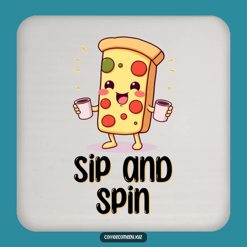 Funny Kawaii Pizza Coaster: Playful Protection, Perfect Coffee Table Gift!