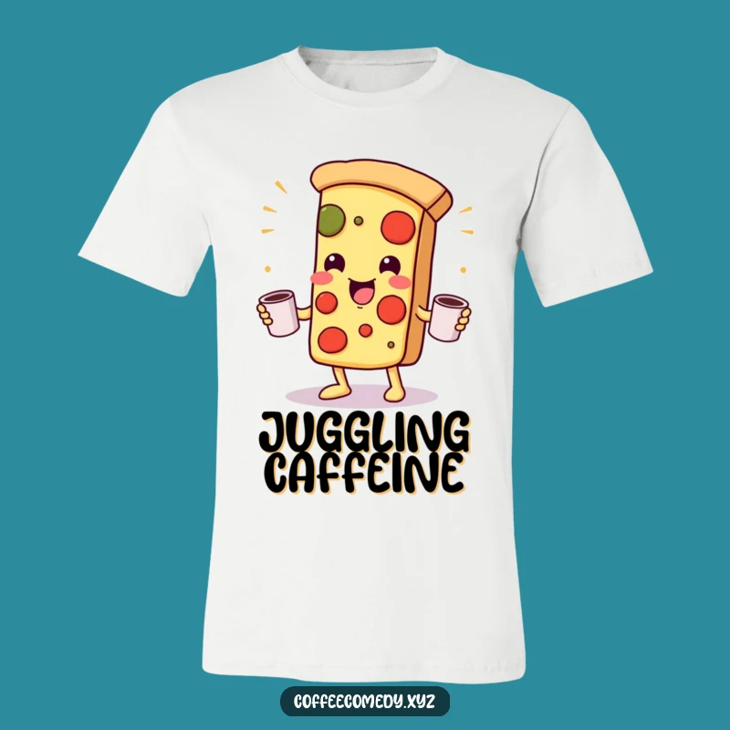 Funny Kawaii Pizza T-Shirt: Playful Juggling Action, Perfect Foodie Gift!