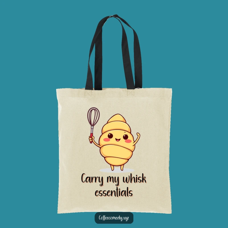 Funny Croissant Tote Bag: Cheerful Waving Baker Character, Stylish & Practical Funny Gift